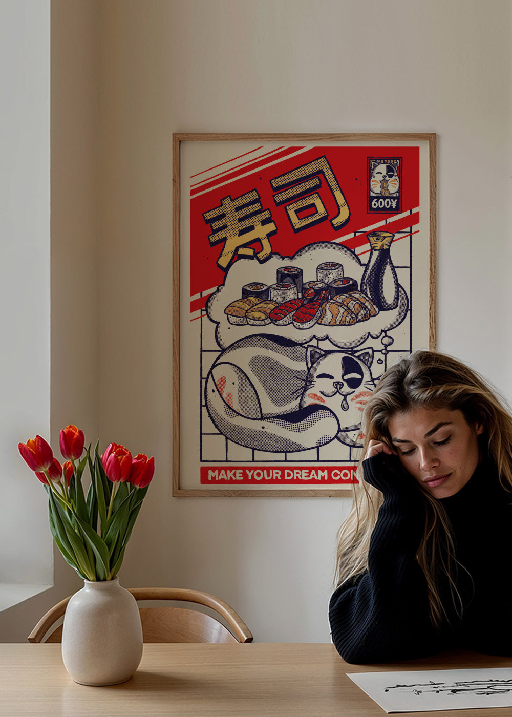 Dreamin About Sushi - Framed poster in an interior