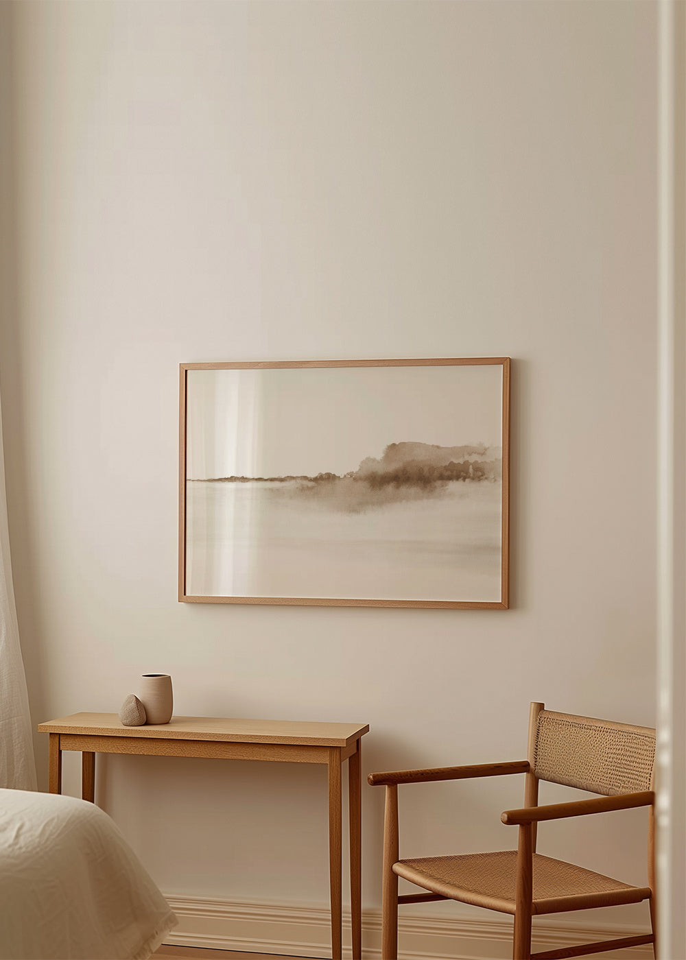 Watercolor landscape N 38 - Sepia - Framed poster in an interior