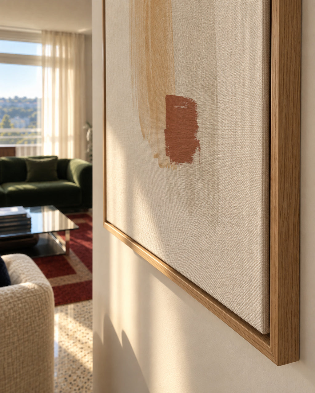Brush strokes N 6 Warm colors - Framed canvas detail