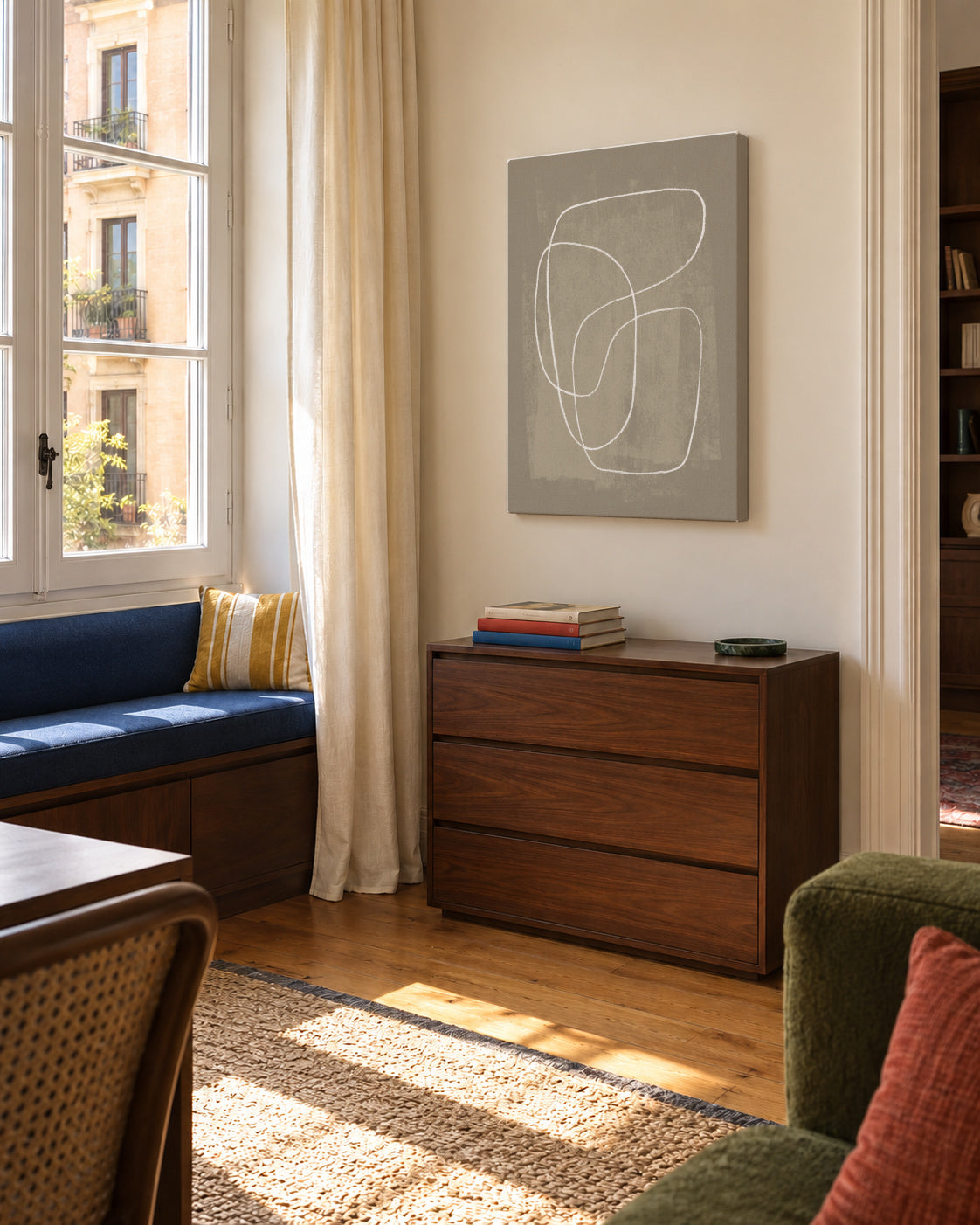 Pencil scribble Nº2 - Unframed canvas in an interior