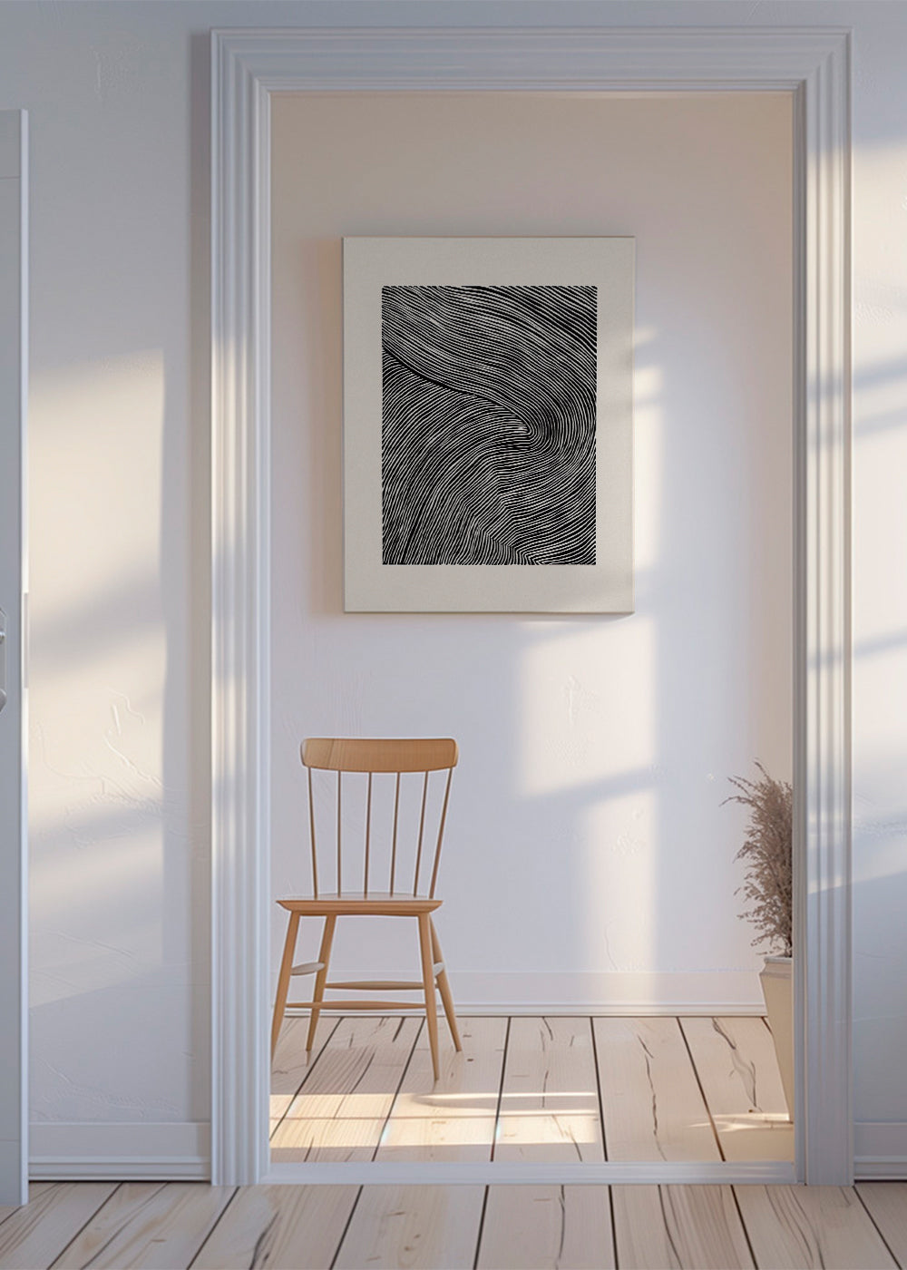 Stripes linocut Nº1 - Black and white