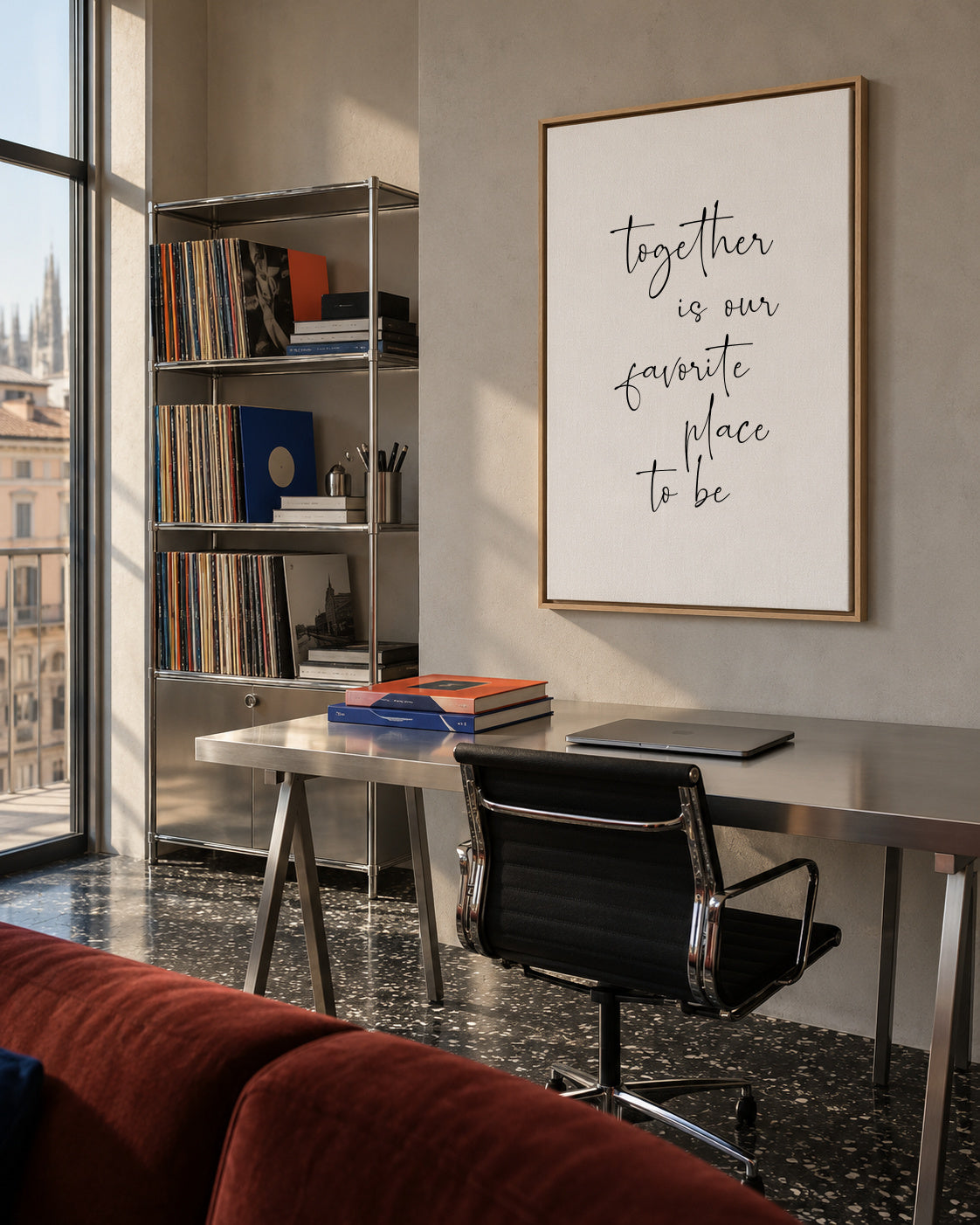 Together is our favourite place to be - Framed canvas in an interior