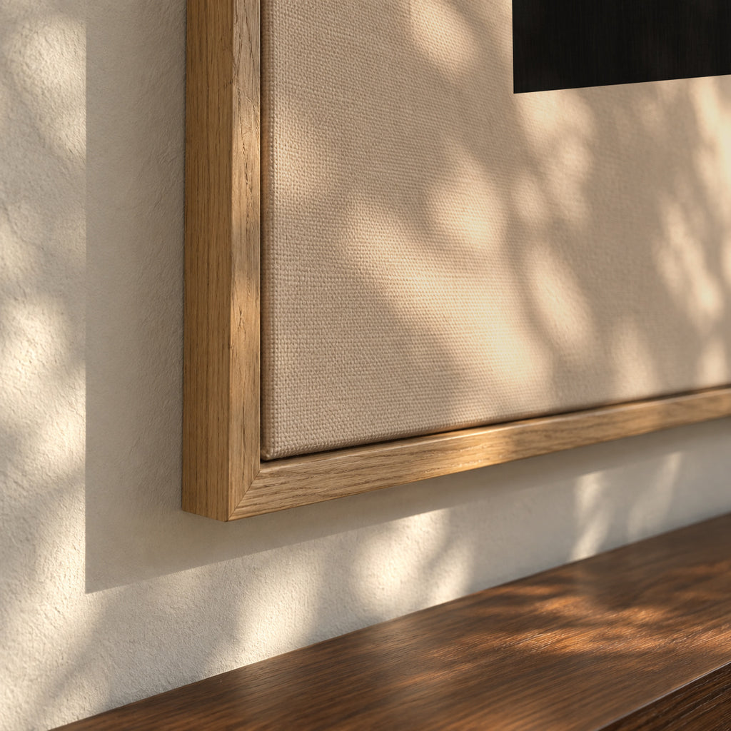 Geometric shapes Nº1 - rust & black - Framed canvas detail