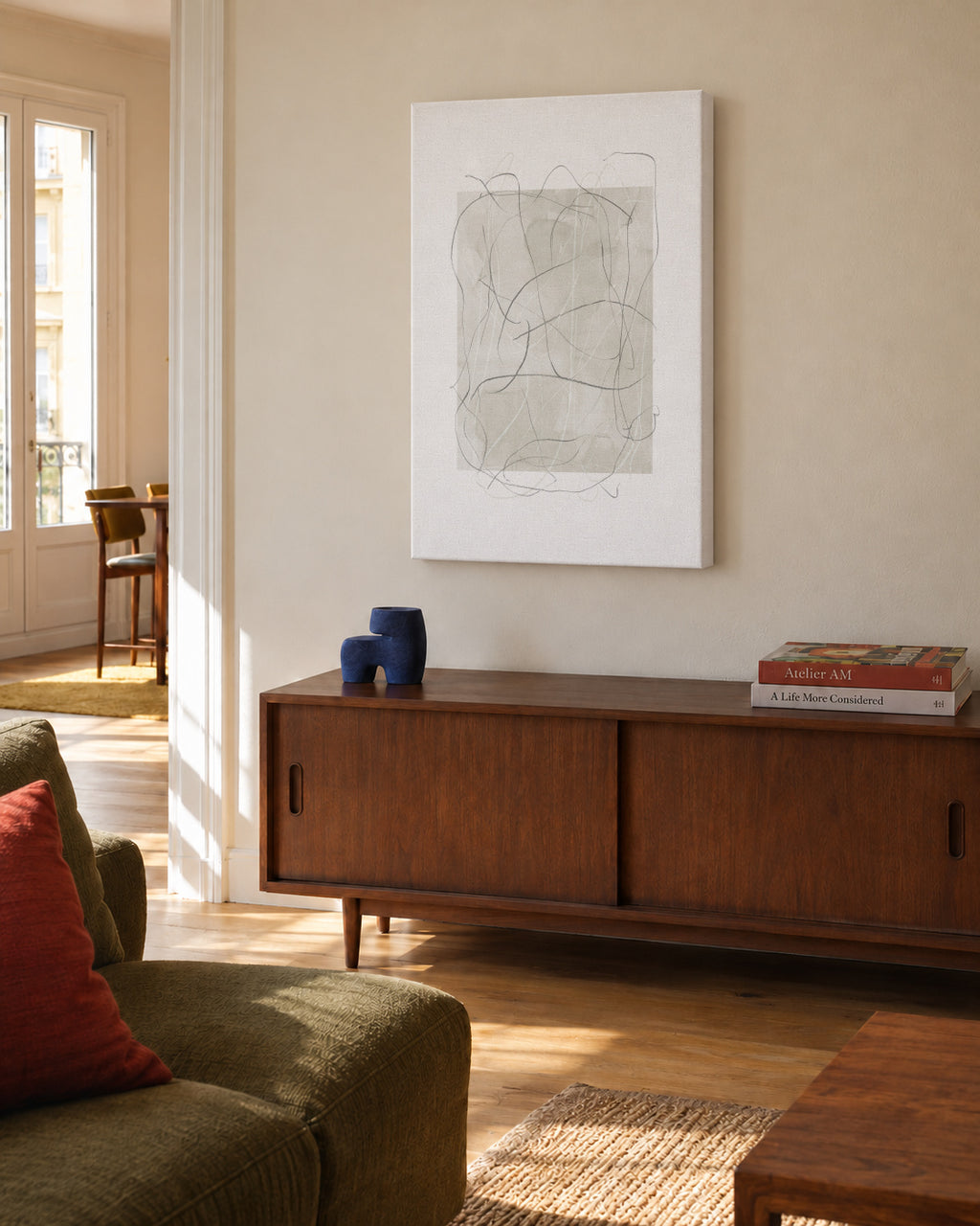 Whimsy Nº6 - Ash Gray - Unframed canvas in an interior