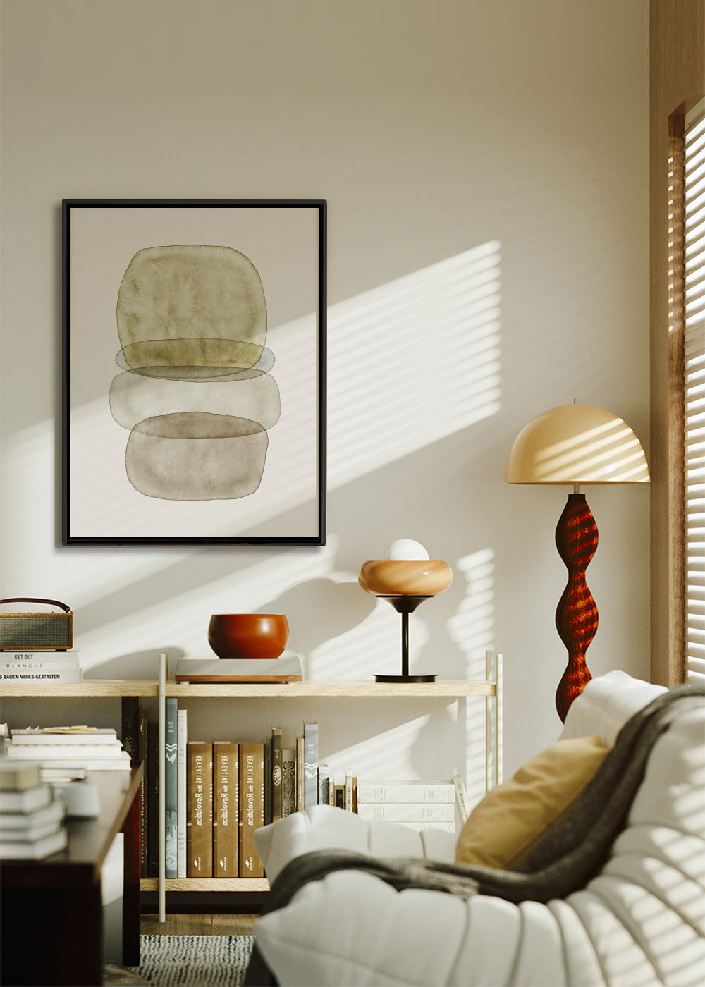 Watercolor abstraction 3 - Framed canvas in an interior