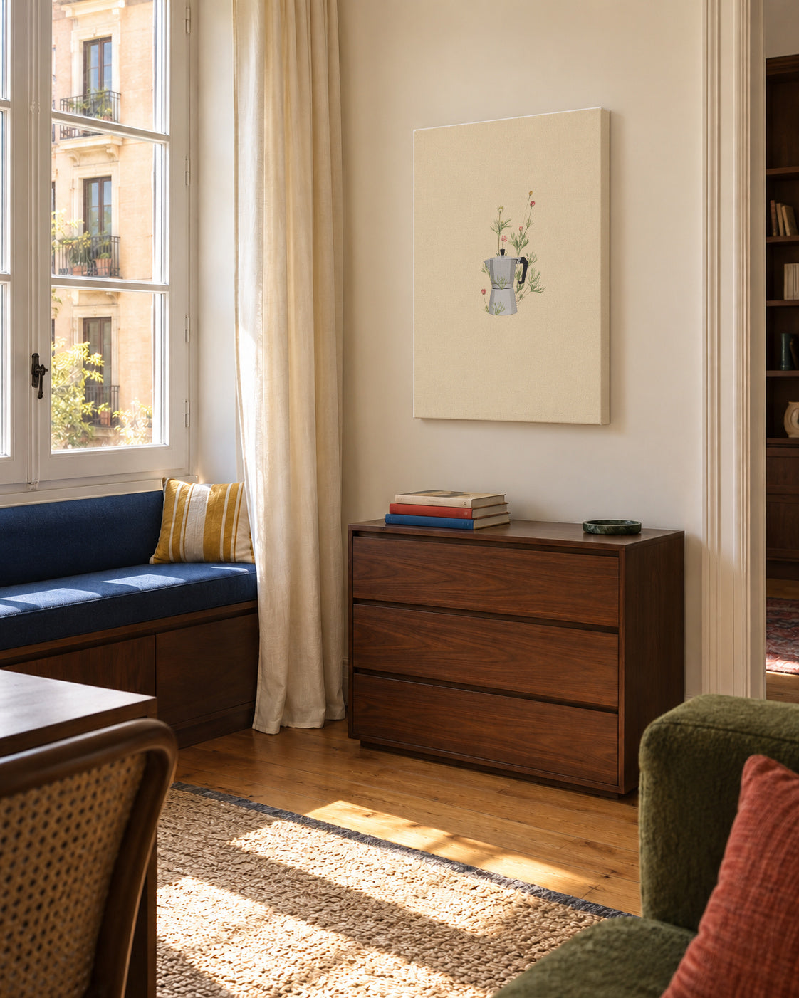 Floral moka express - Unframed canvas in an interior