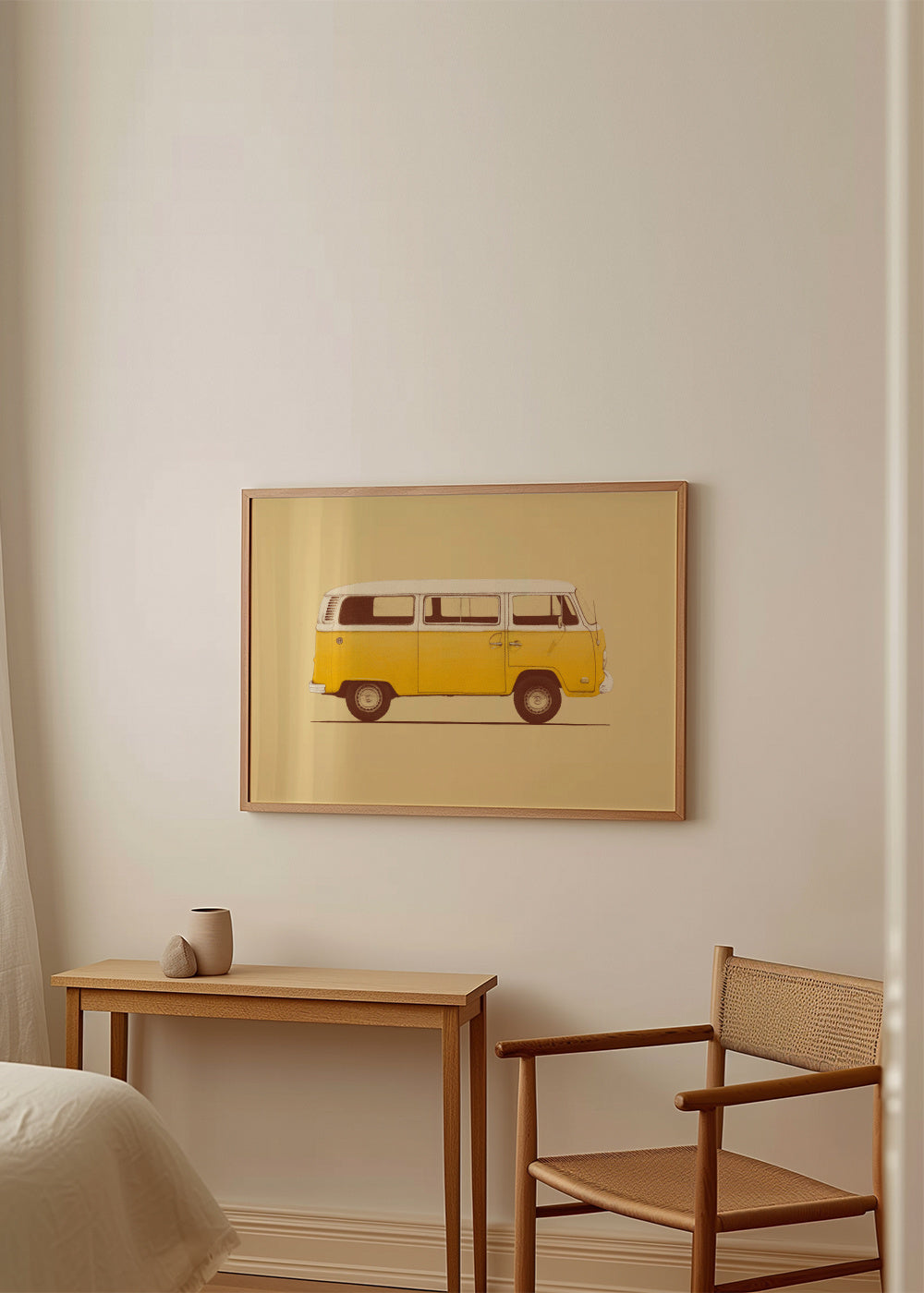 Yellow Van - Framed poster in an interior