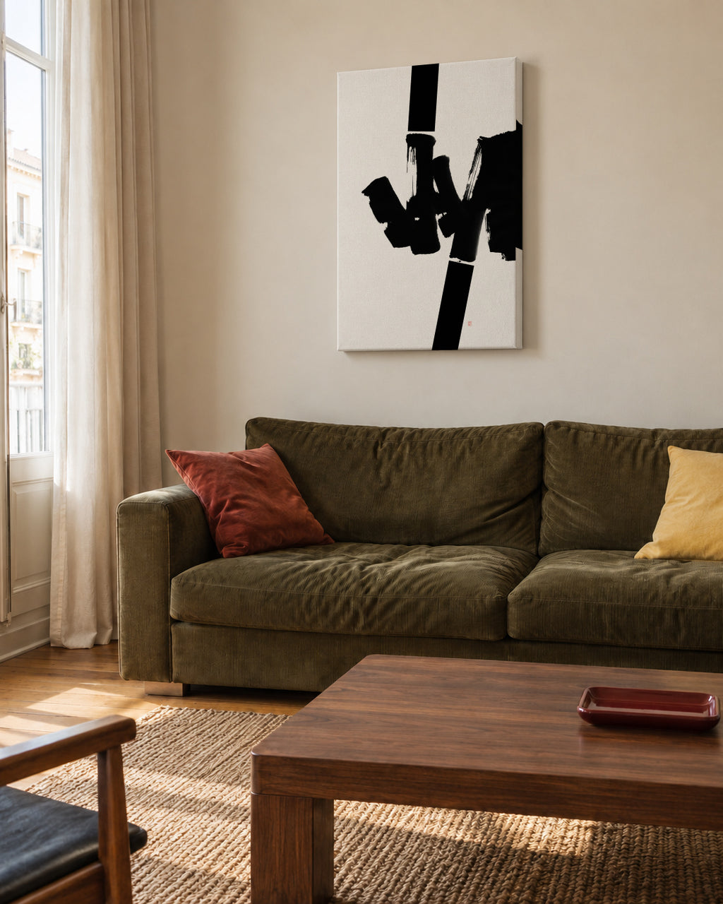 Construction - Unframed canvas in an interior