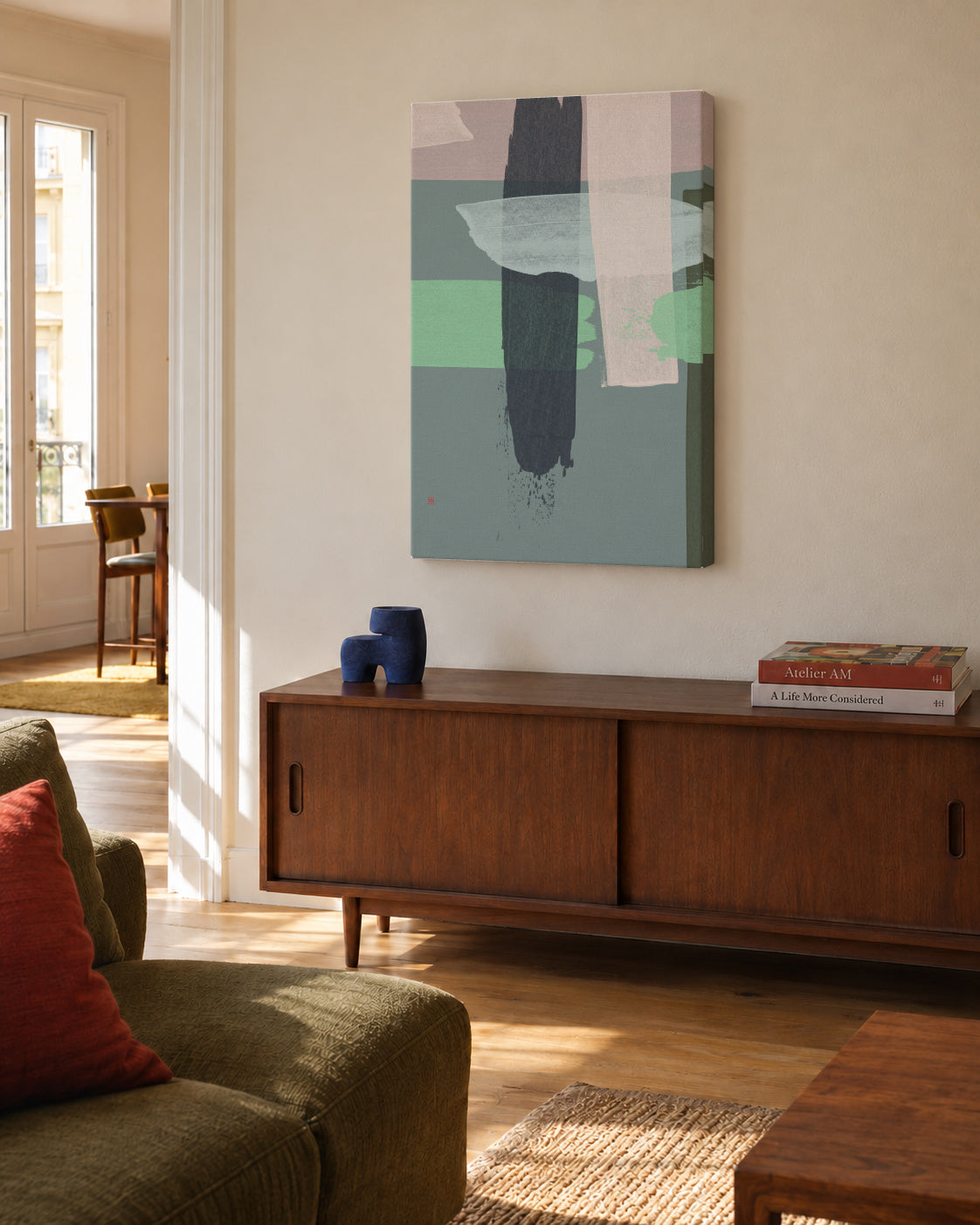 Wickerwork n° 1 - Unframed canvas in an interior
