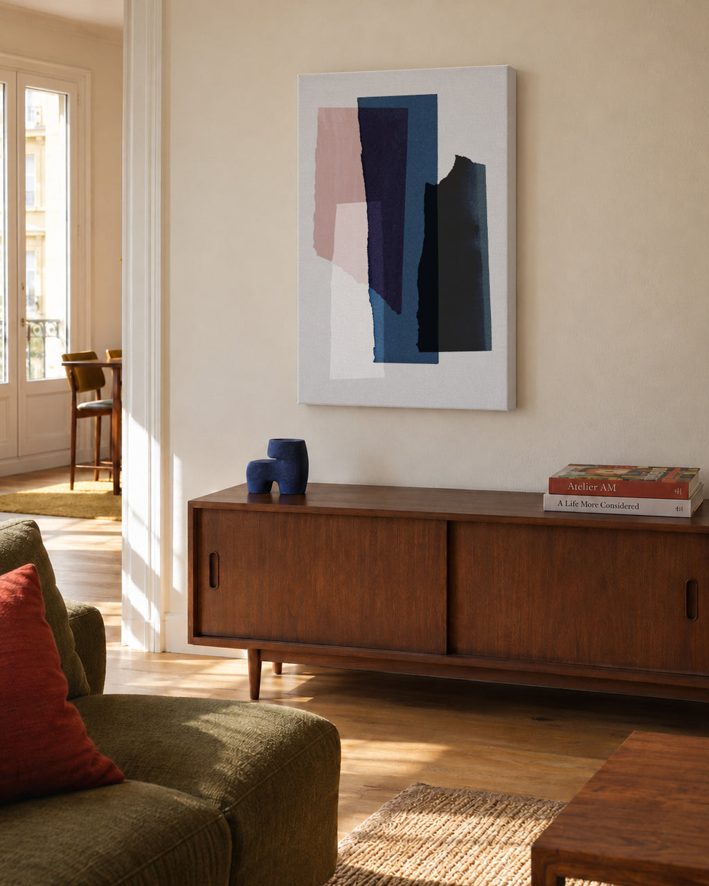 Pieces 3 - Unframed canvas in an interior