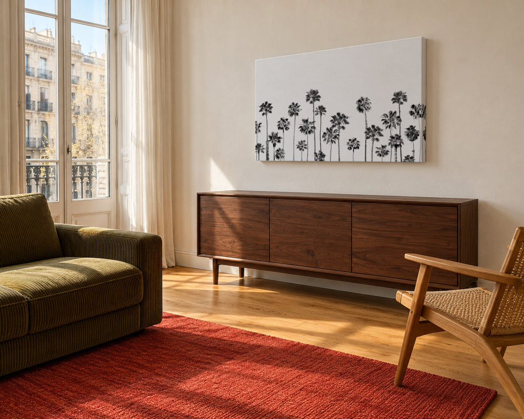 Black And White Palms 2 - Unframed canvas in an interior