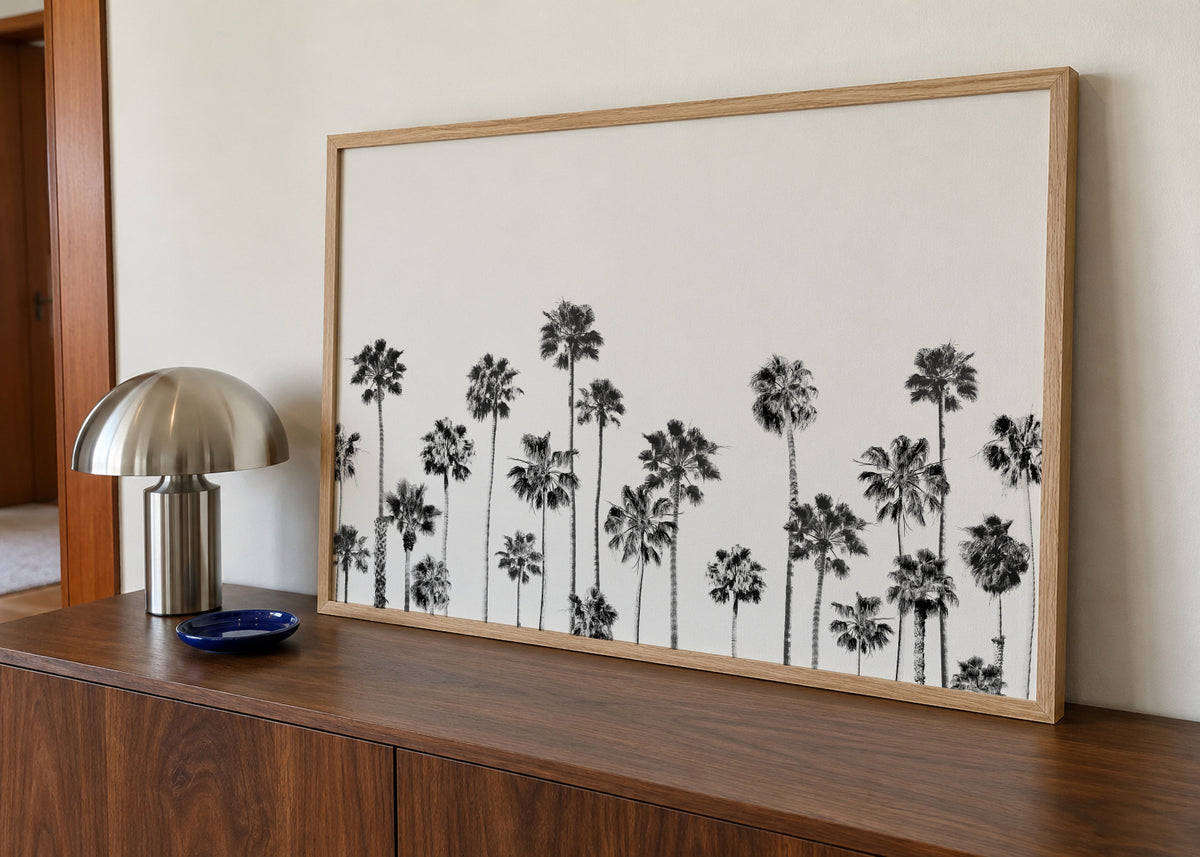 Black And White Palms 2 - Framed poster in an interior