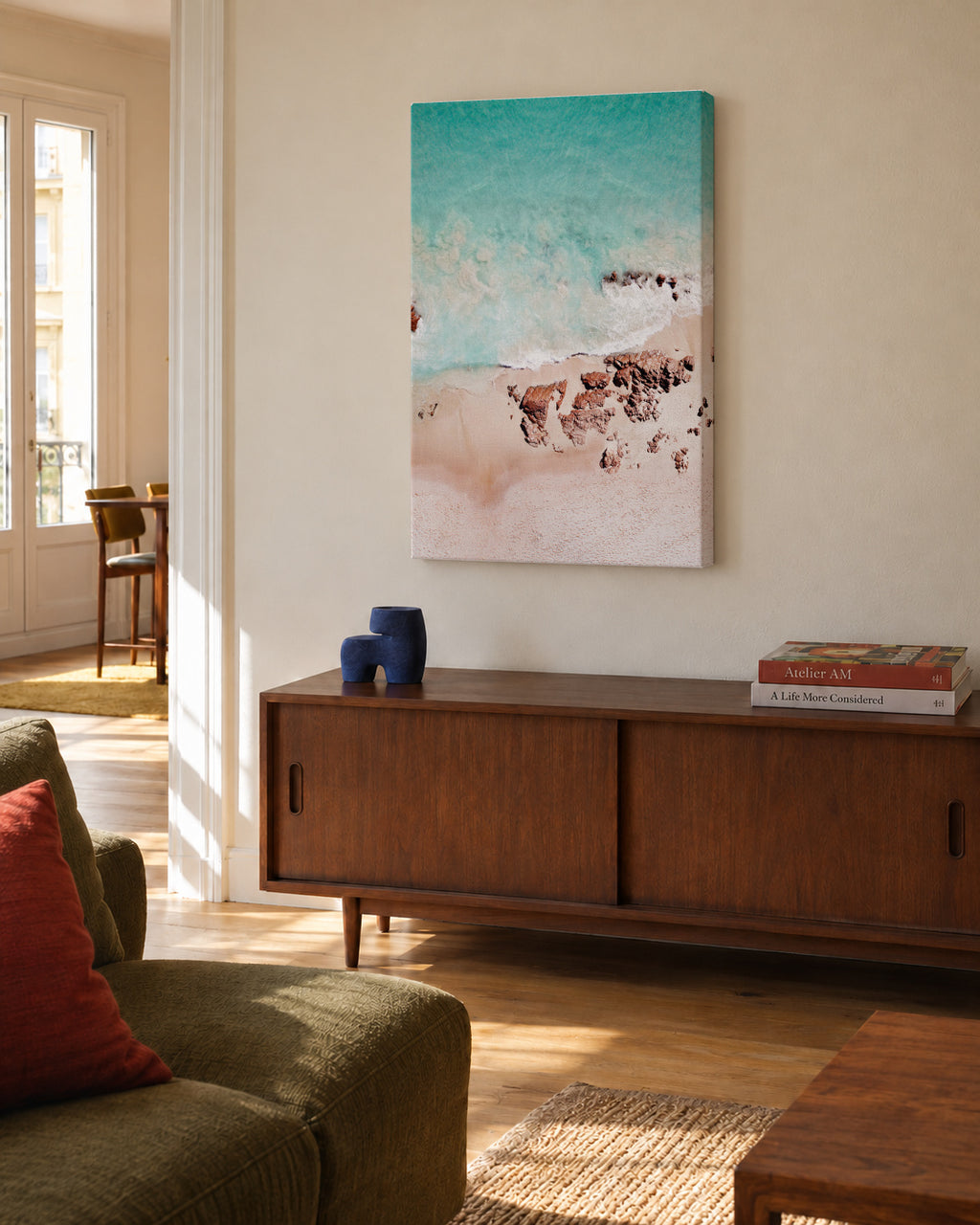 Golden Rose Beach - Unframed canvas in an interior