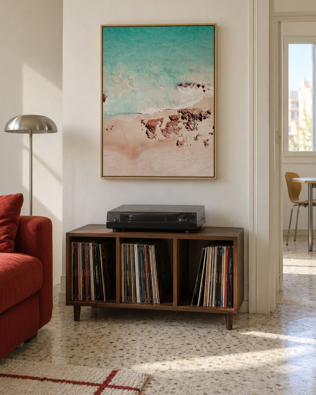 Golden Rose Beach - Framed canvas in an interior
