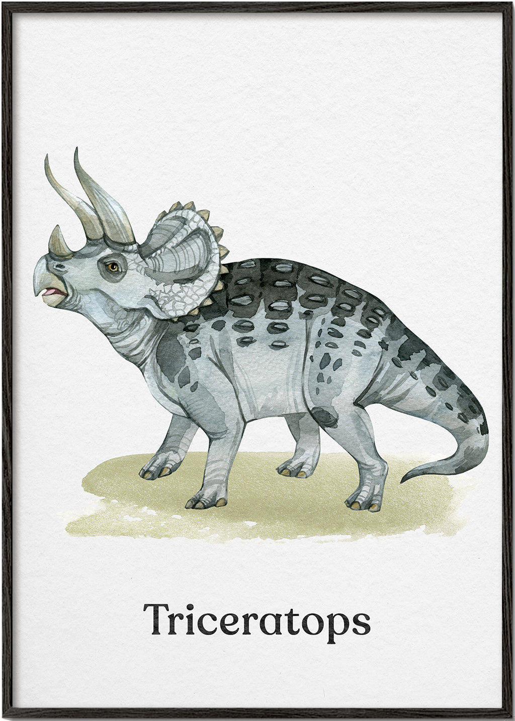 Artwork Triceratops watercolor illustration