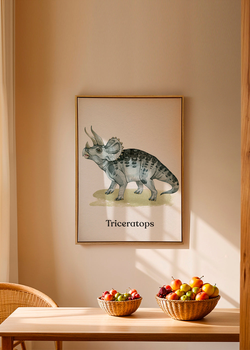 Artwork Triceratops watercolor illustration