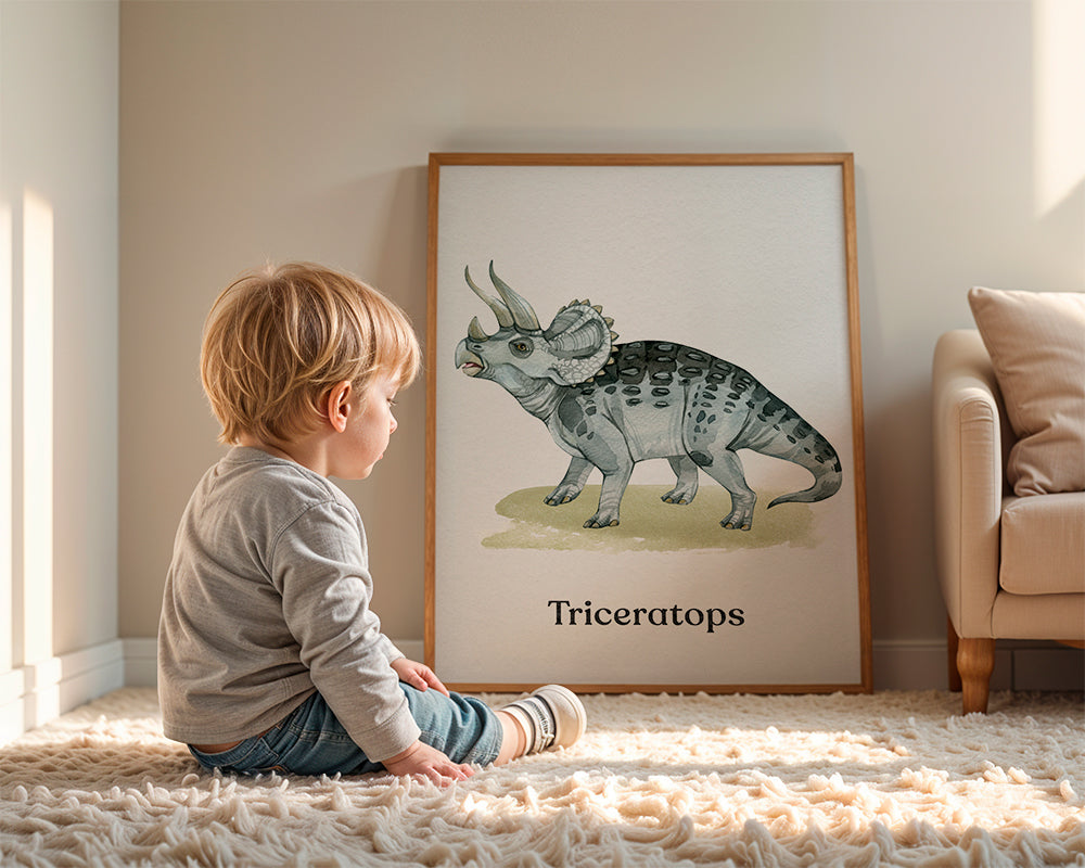 Artwork Triceratops watercolor illustration