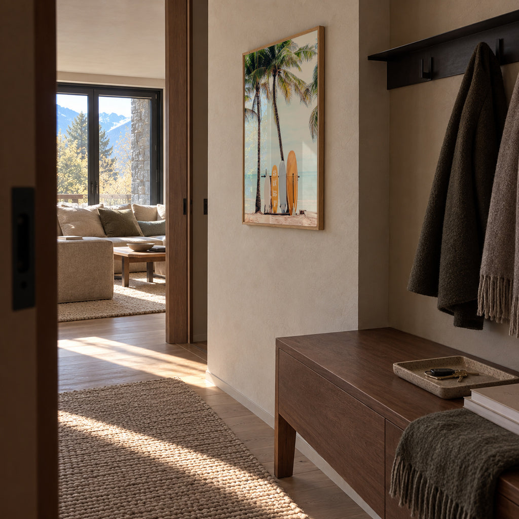 Choose Your Surfboard - Framed poster in an interior