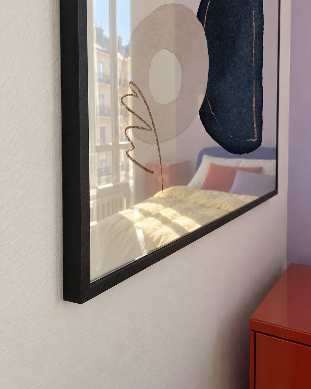 Watercolor Shapes in Navy 2 - Framed poster detail