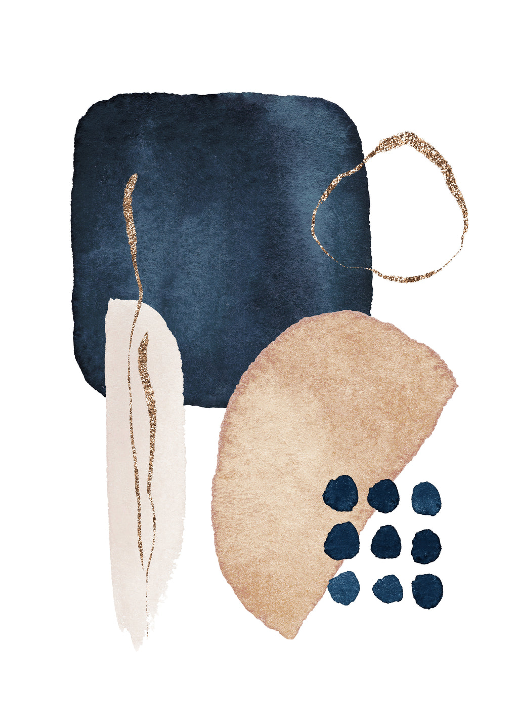 Watercolor Shapes in Navy 4 - Unframed art print