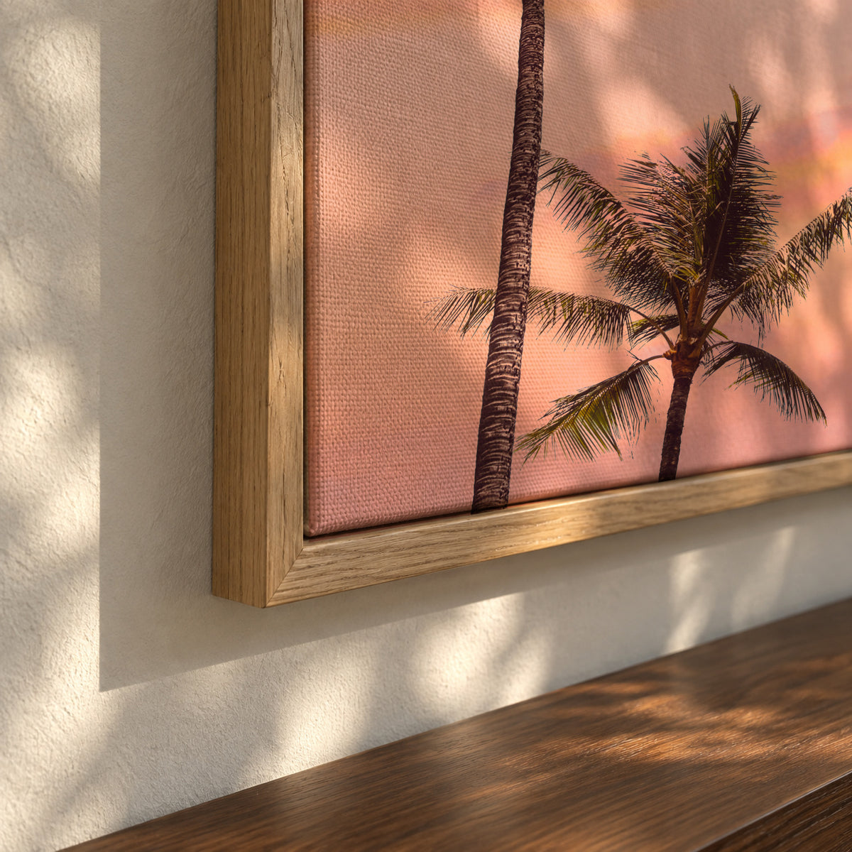 Sunset Palm Trees - Framed canvas detail