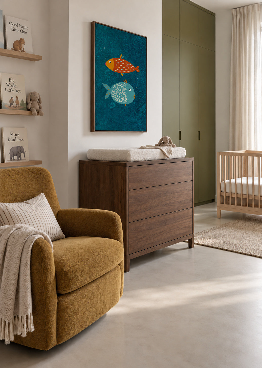 Suspicious Fish - Framed canvas in an interior