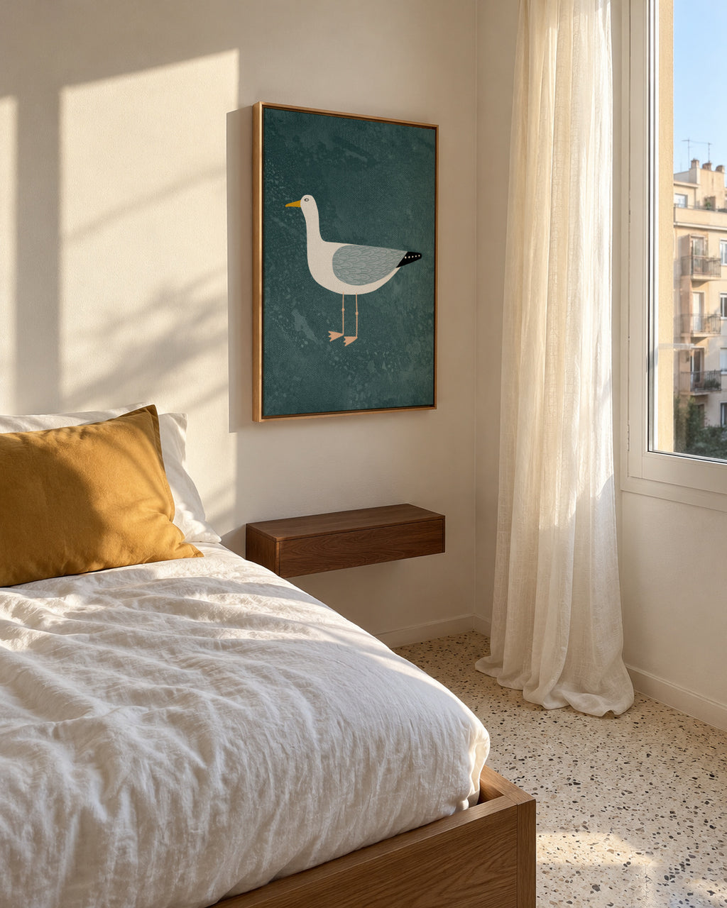 Seagull - Framed canvas in an interior
