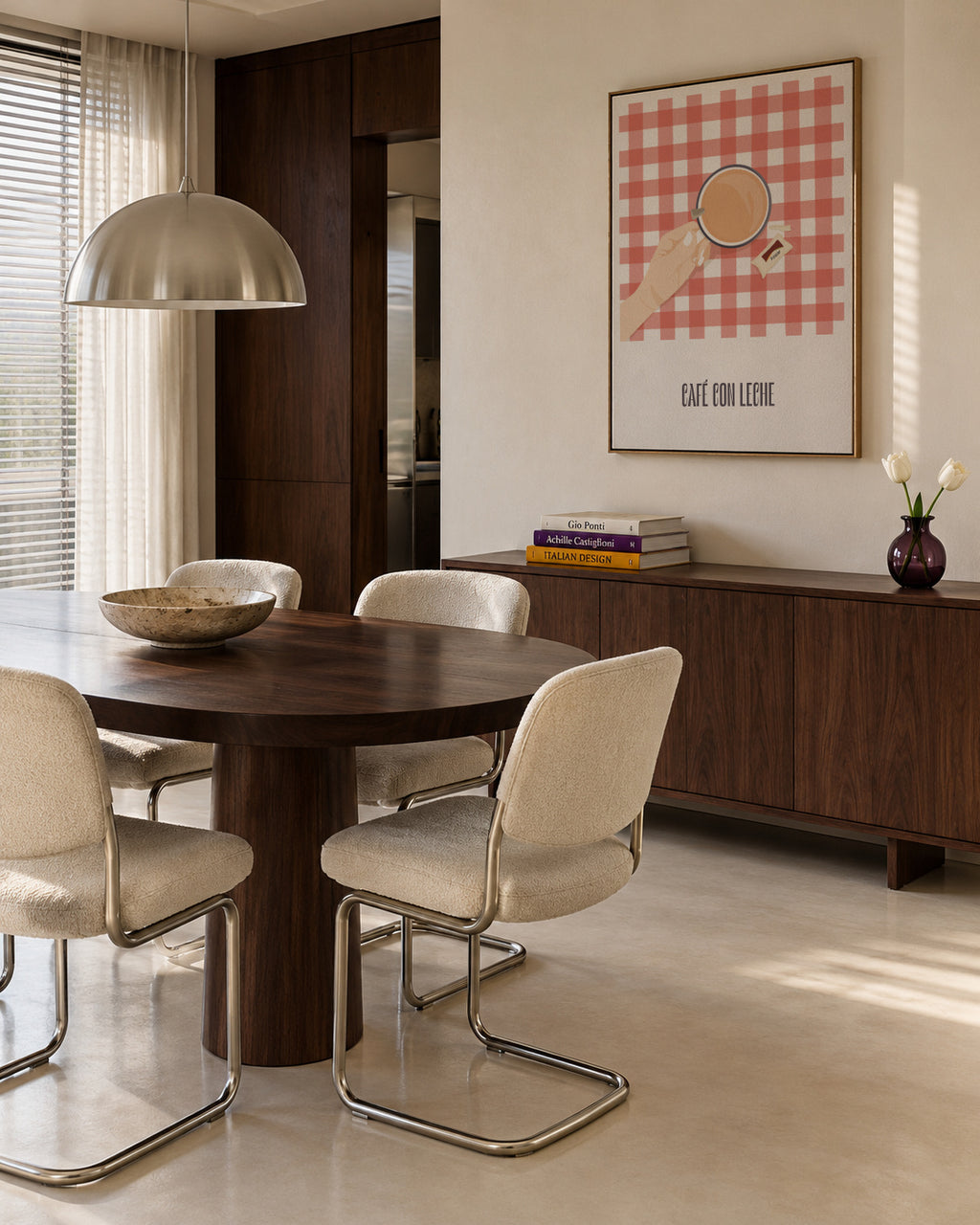 Café con leche - Framed canvas in an interior