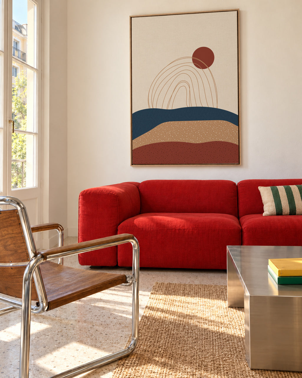 AbstractHill - Framed canvas in an interior