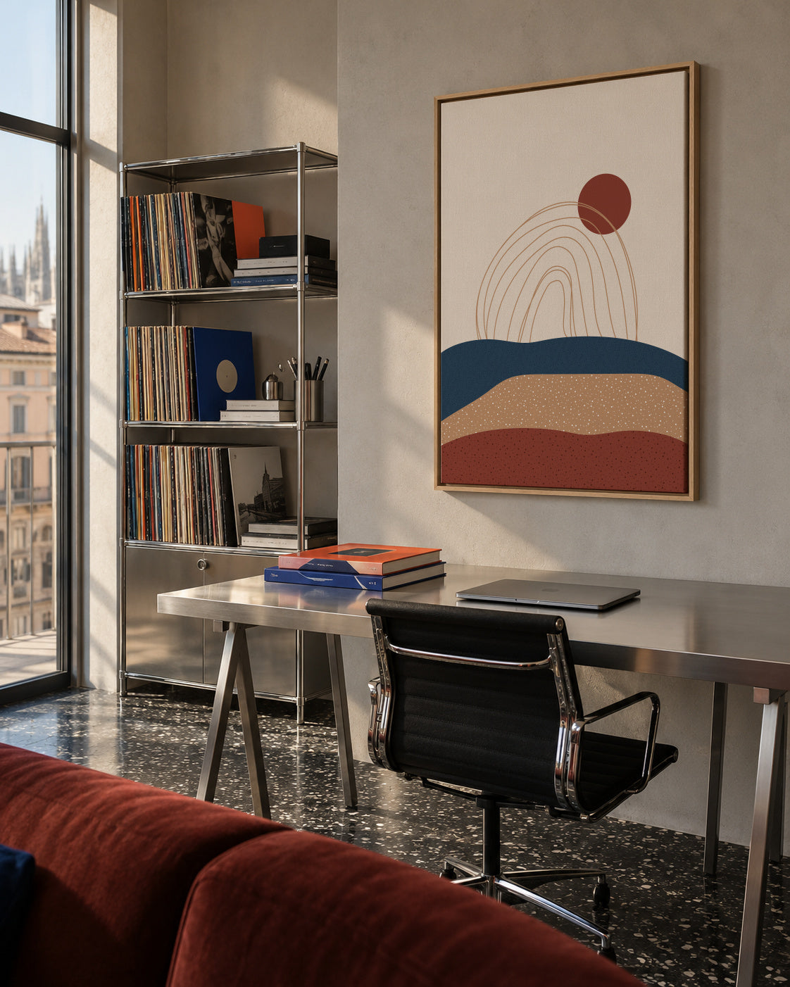 AbstractHill - Framed canvas in an interior