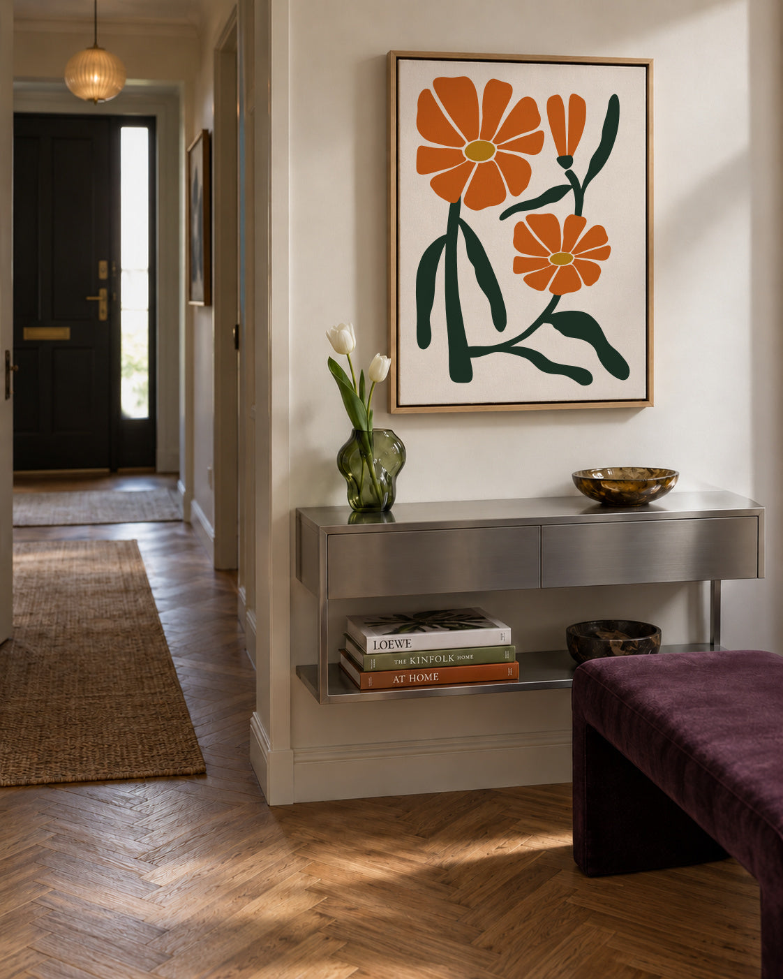 Abstract Flower - Framed canvas in an interior