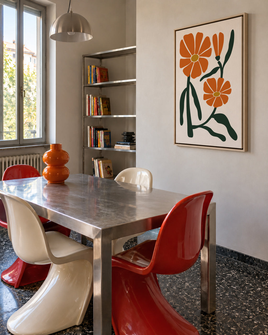 Abstract Flower - Framed canvas in an interior
