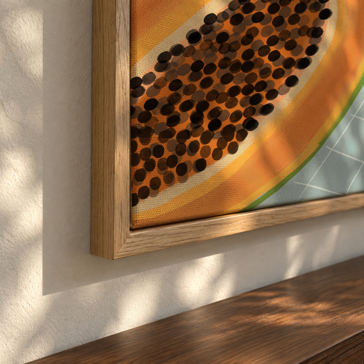 Savoring Papaya - Framed canvas detail