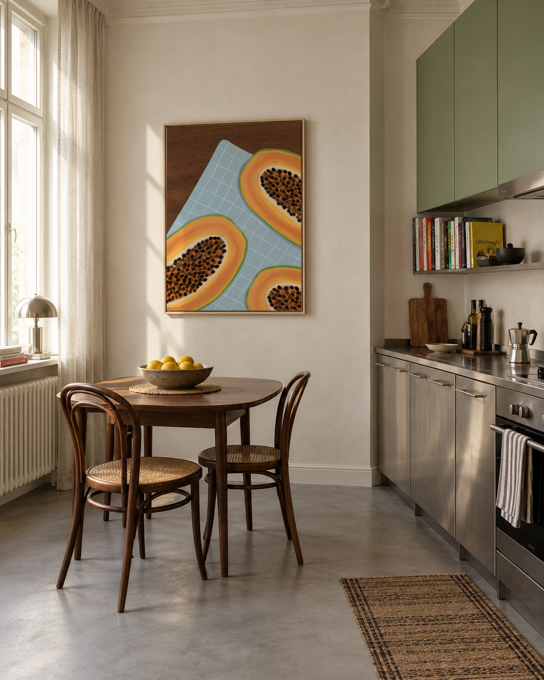 Savoring Papaya - Framed canvas in an interior