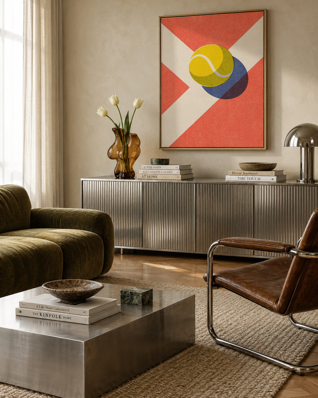 BALLS / Tennis (Clay Court) - Framed canvas in an interior