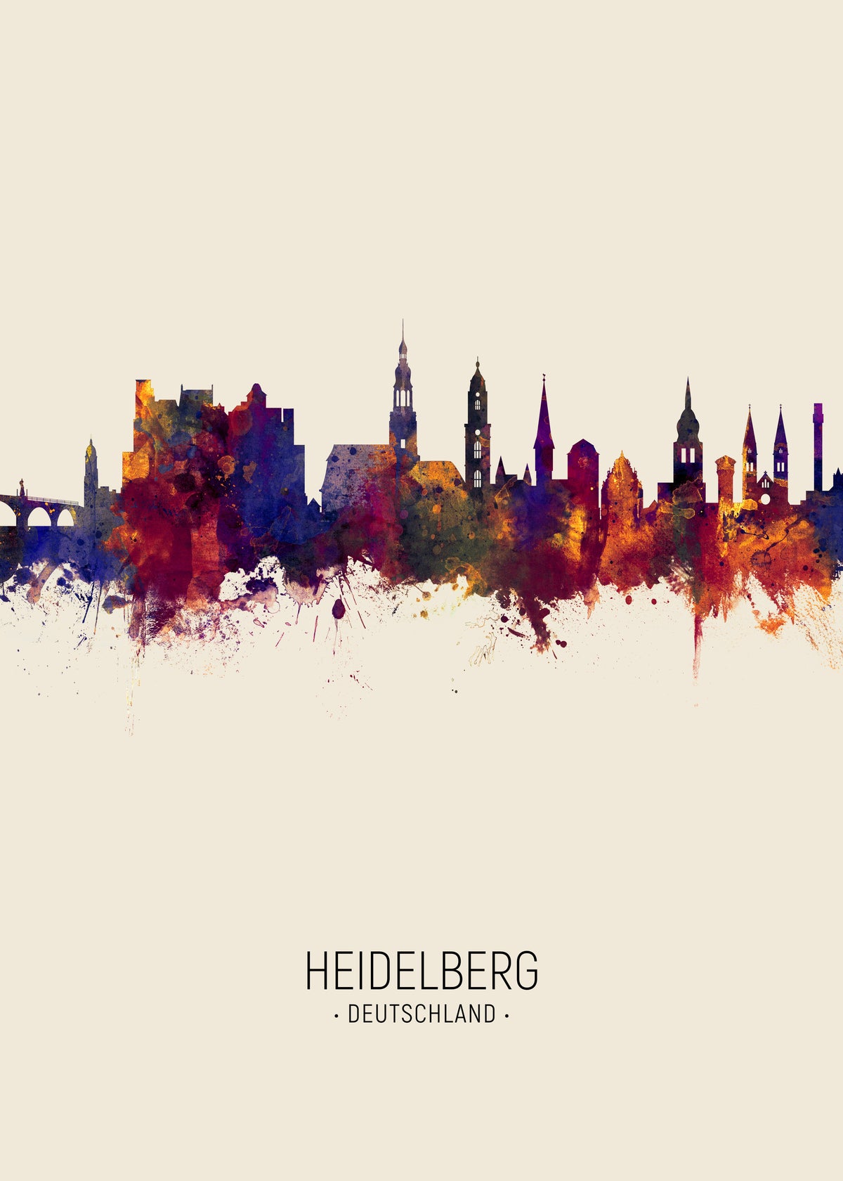 Heidelberg Skyline beige - Unframed art print