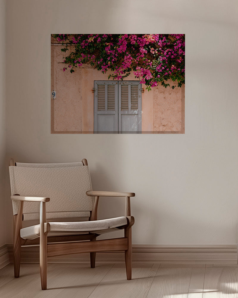 Botanical print: bougainvillea over vintage door – Canvas