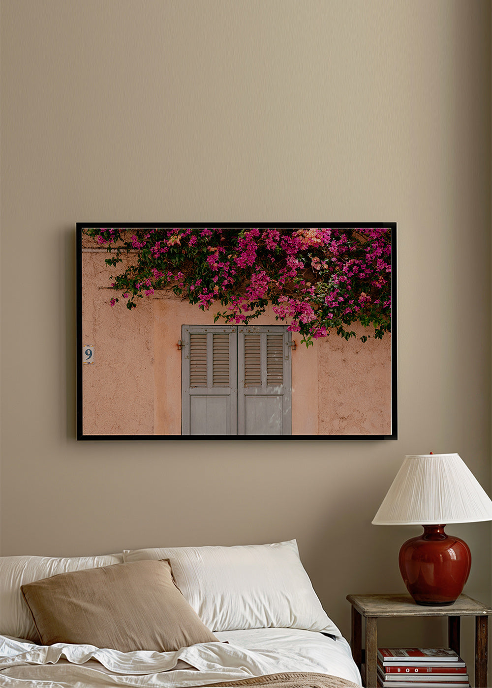 Botanical print: bougainvillea over vintage door – Product1