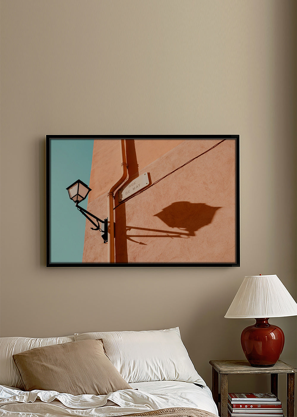 Travel poster with Rue de May lamp and shadow – Canvas1