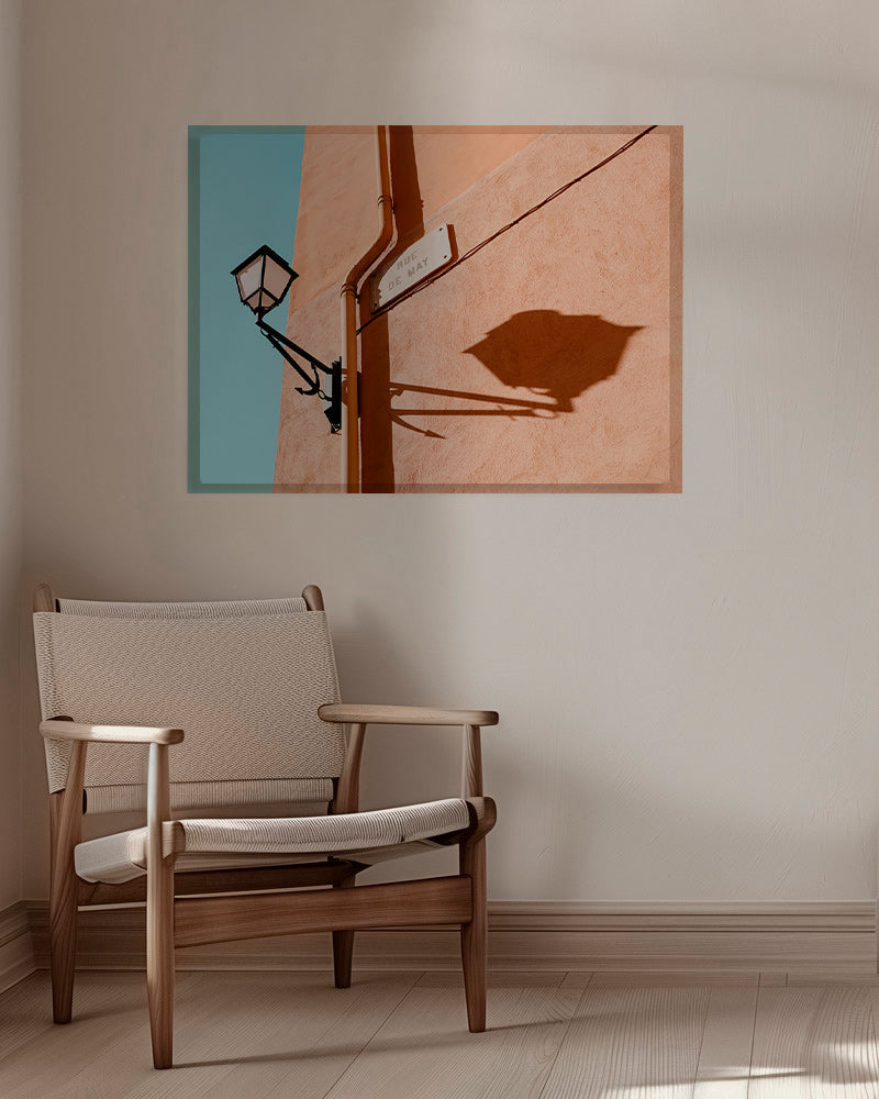 Travel poster with Rue de May lamp and shadow – Canvas