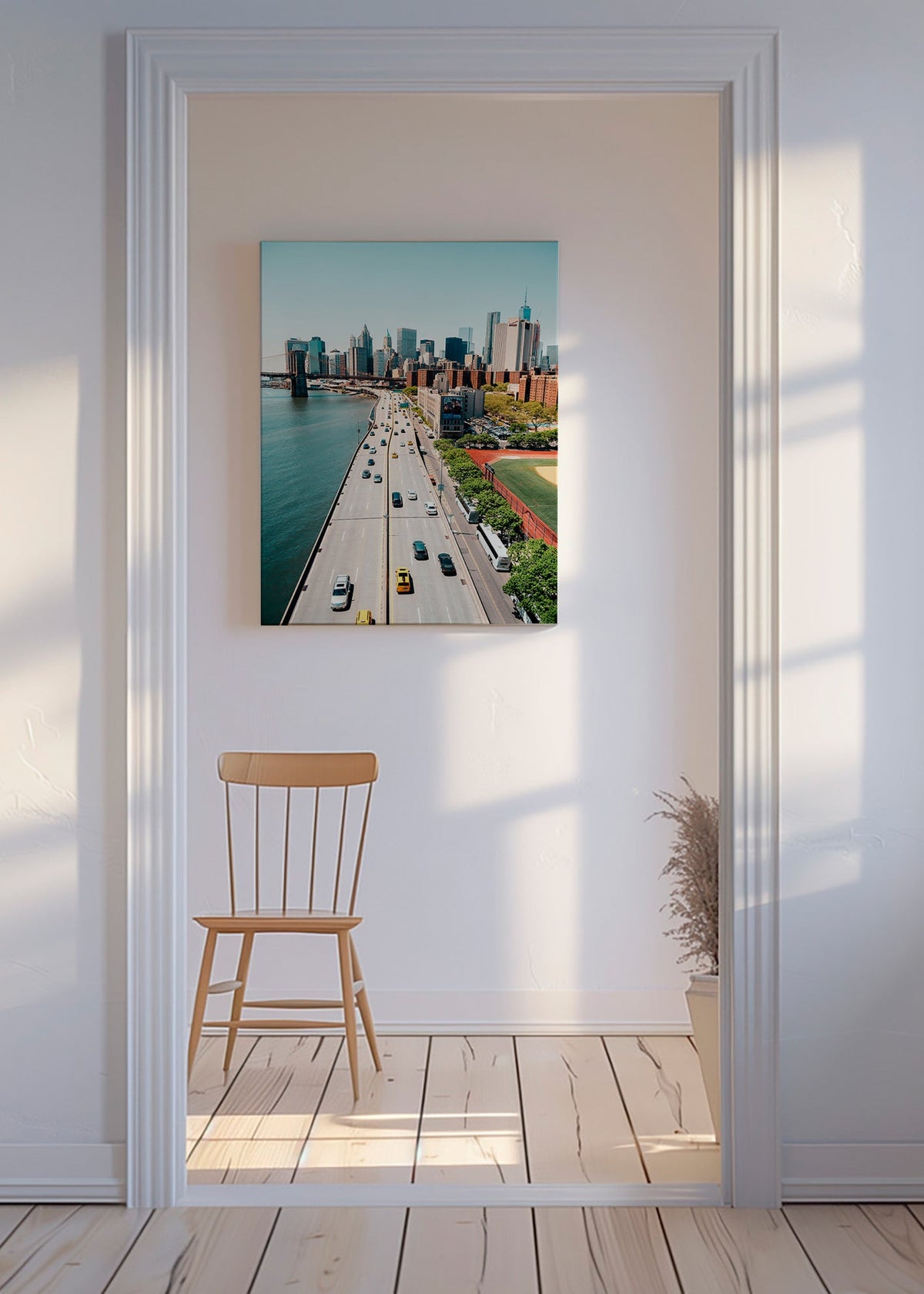 Travel poster: aerial skyline and bridge – Canvas