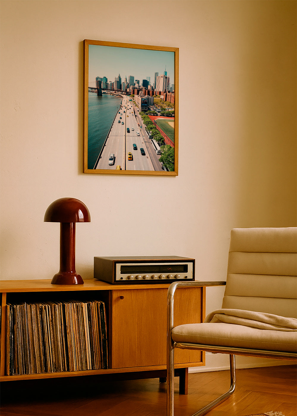 Travel poster: aerial skyline and bridge – Product1