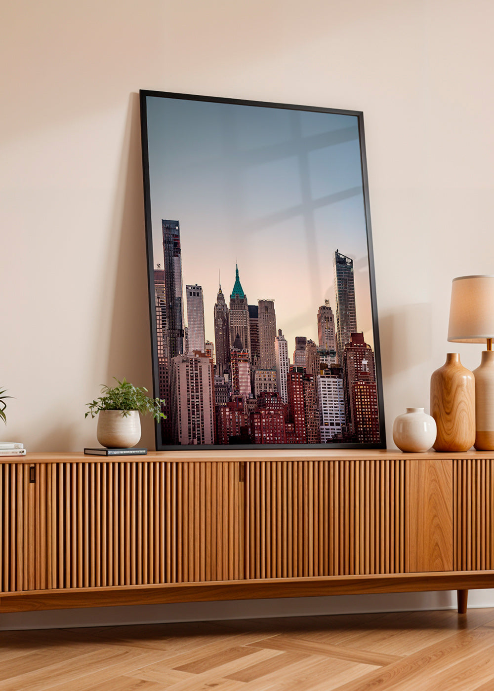 Travel poster with urban skyline at dusk – Product1