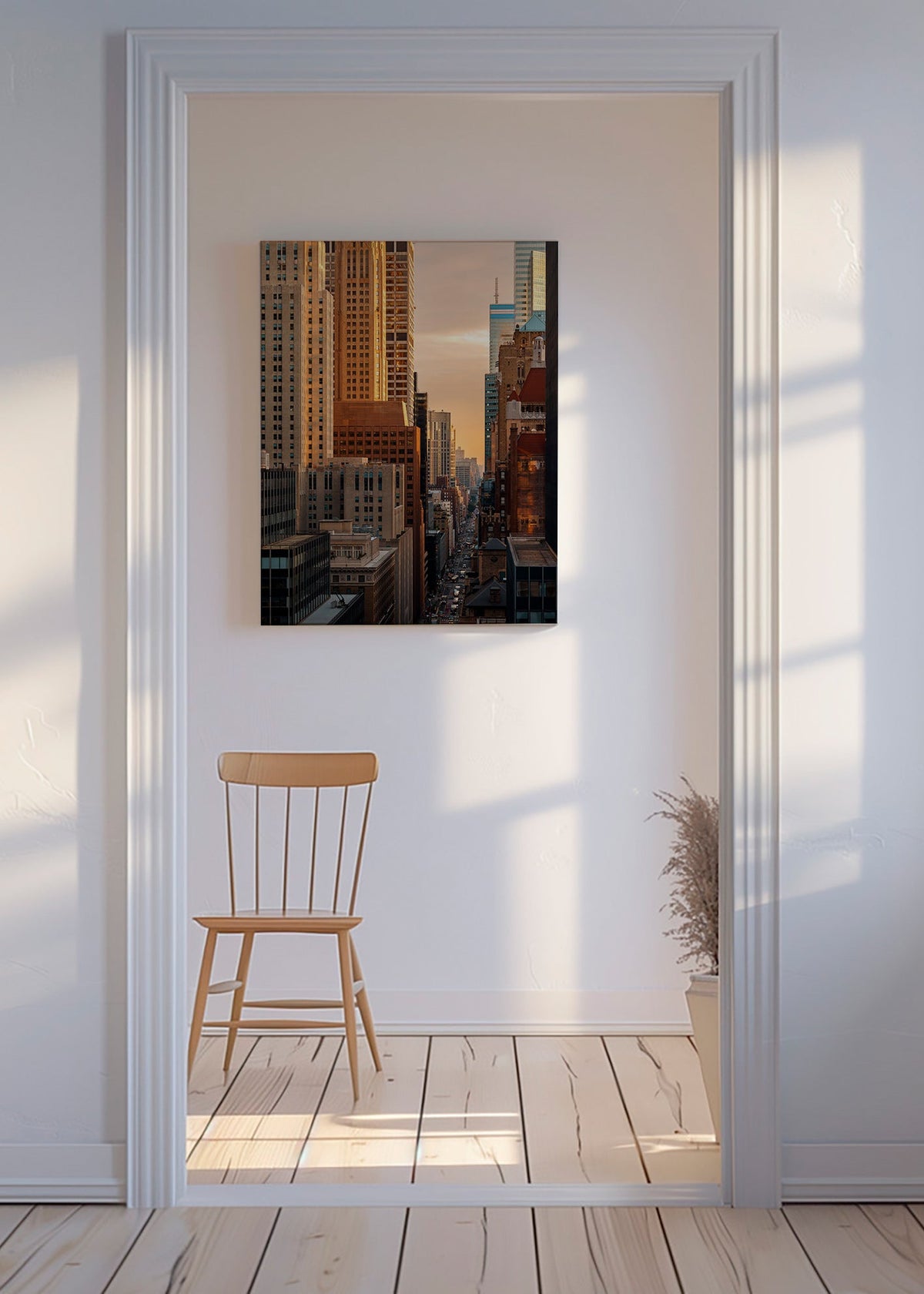 City skyline photograph at morning light – Canvas