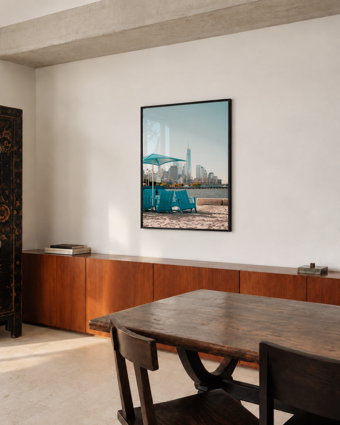 City Beach Day - Framed poster in an interior