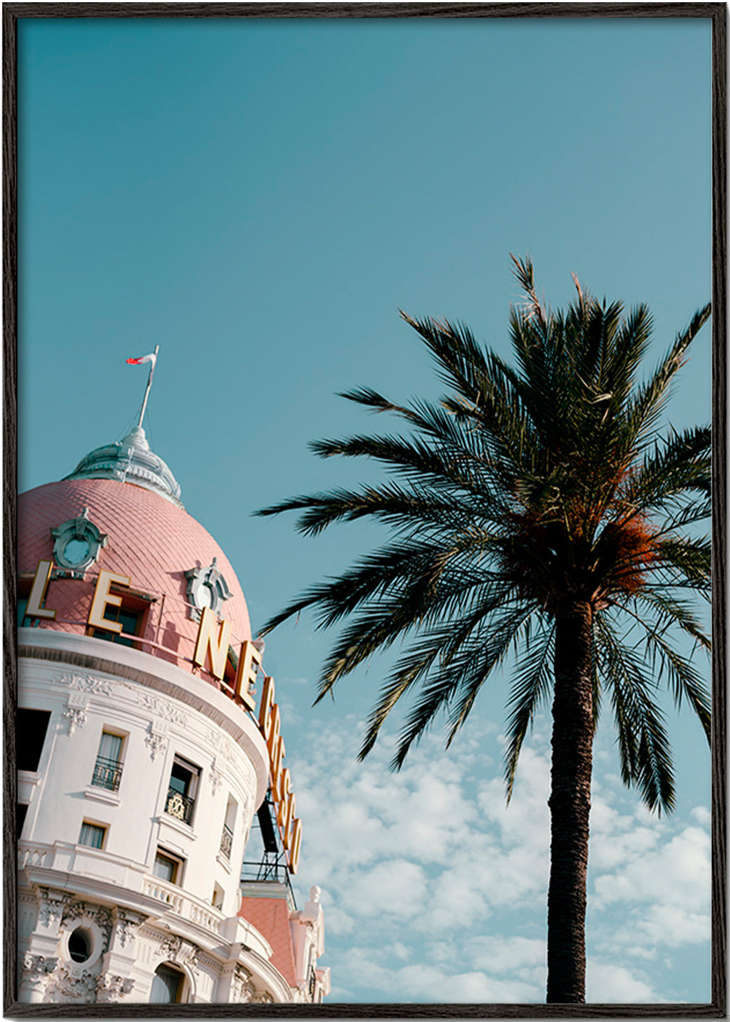 Travel poster Riviera dome and palm – Black Frame