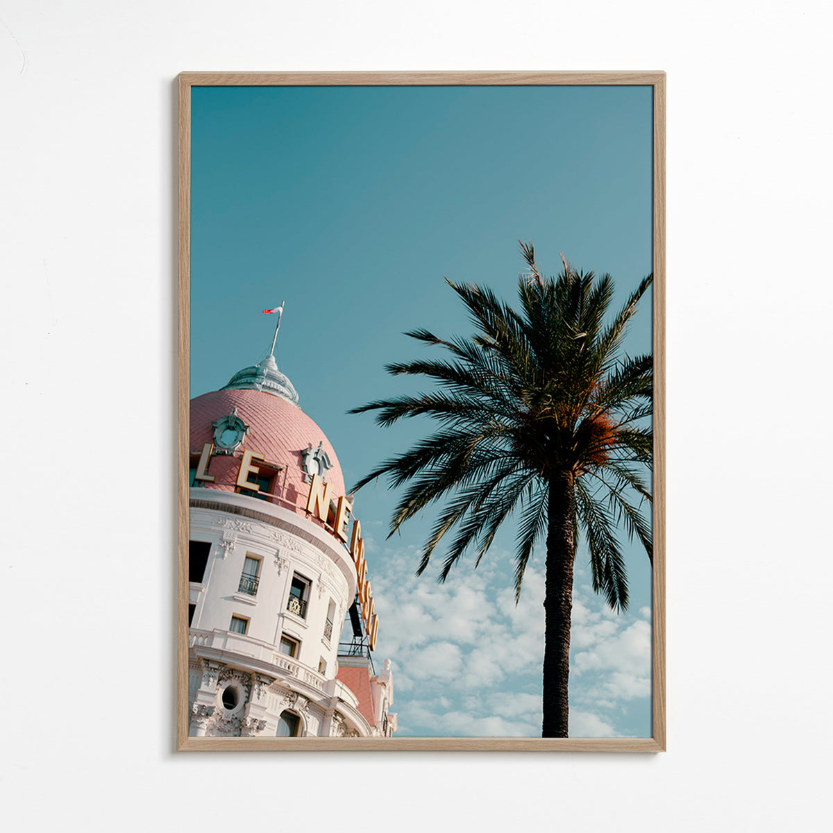 Travel poster Riviera dome and palm – Oak Frame