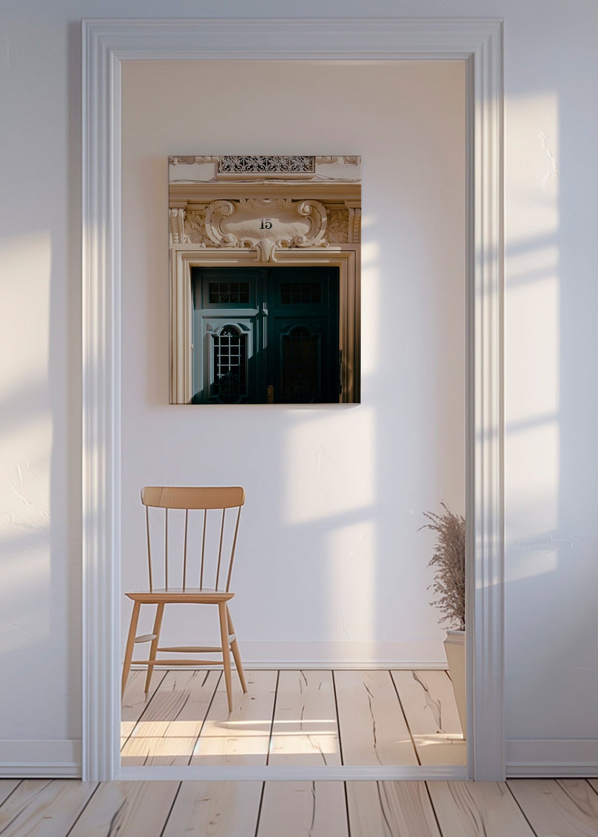 City art: green door and number 15 – Canvas