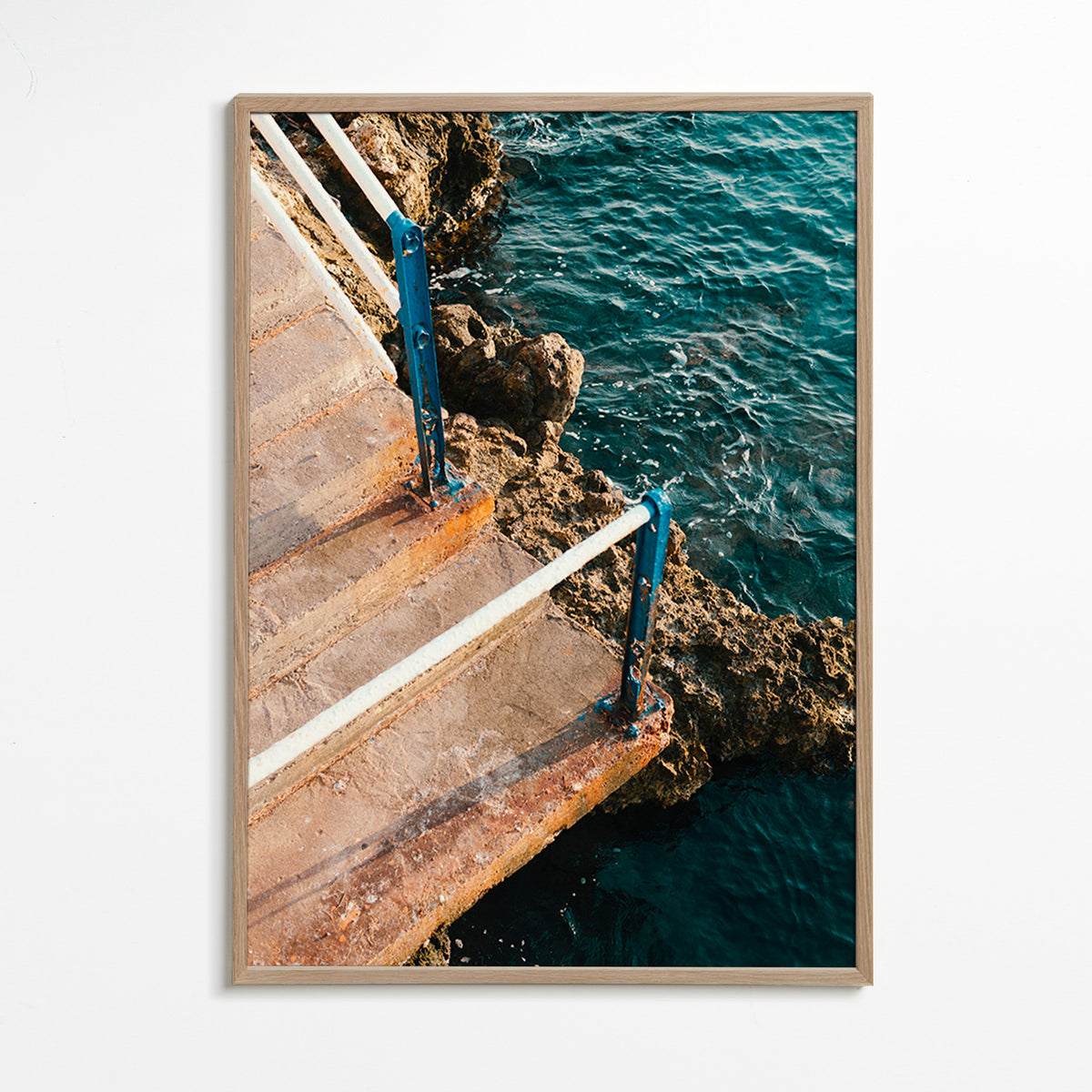 Landscape art: stairway to the sea – Oak Frame