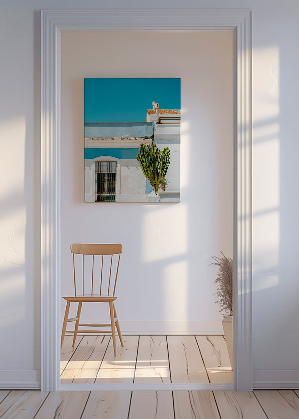 Botanical print: Mediterranean façade with cactus – Canvas